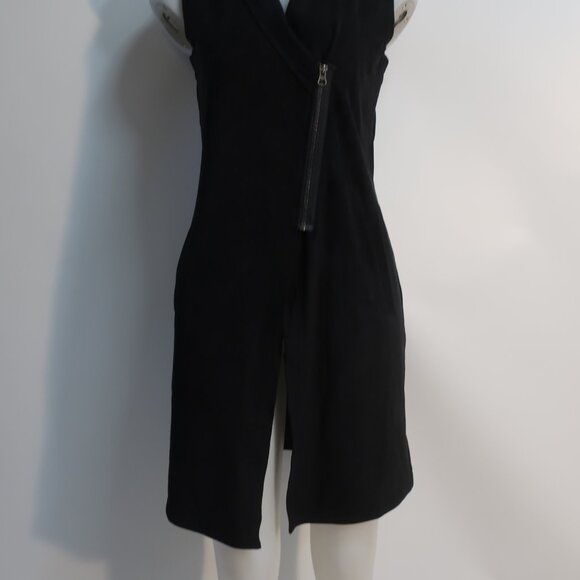 NWT Womens 209 wst 38 New York Black Faux Suede Long Semi Zip Vest/Dress XS - Picture 5 of 8